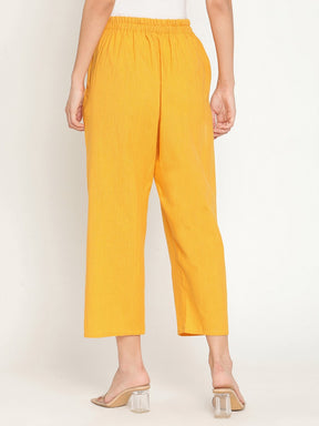 Lemon Yellow Straight Pants With Elasticated Waist
