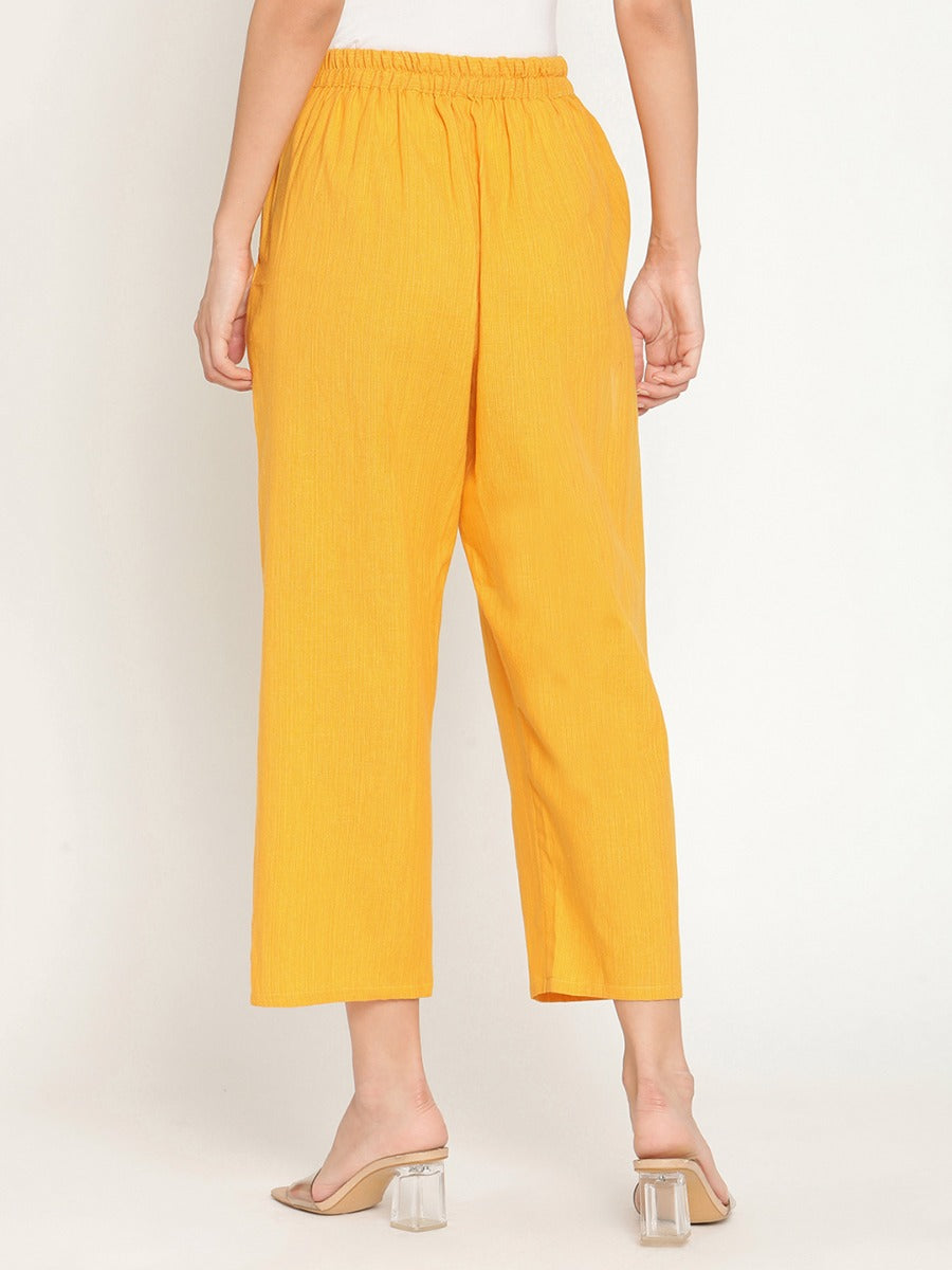 Lemon Yellow Straight Pants With Elasticated Waist