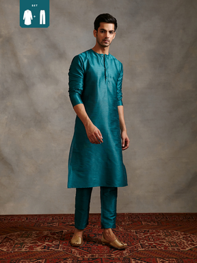 Banarasi straight kurta Set  - teal blue