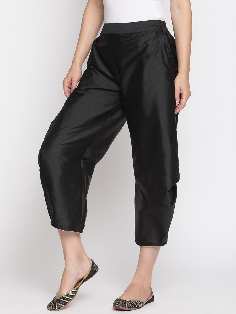 Coral Black Banarasi Pleated Pant