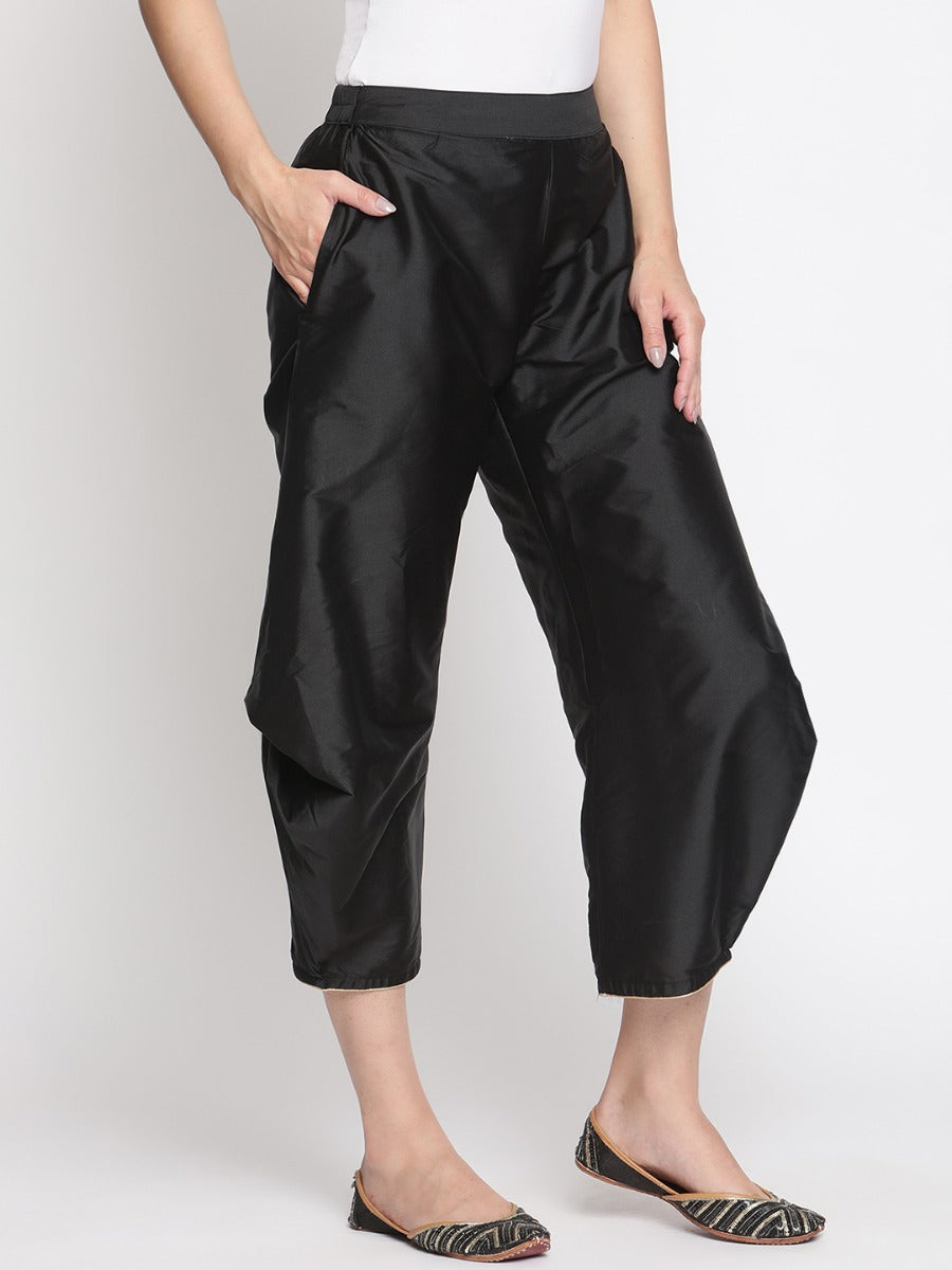 Coral Black Banarasi Pleated Pant