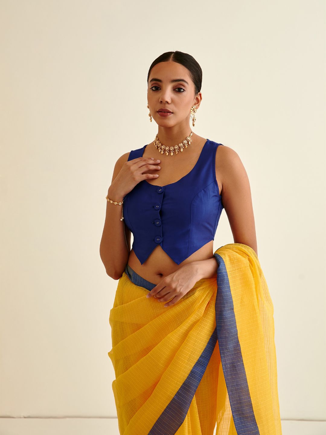 Waistcoat stylised blouse-Imperial Blue