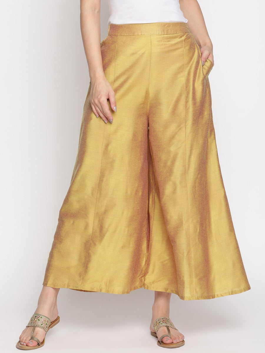 Golden Haze Banarasi Flared Palazzo