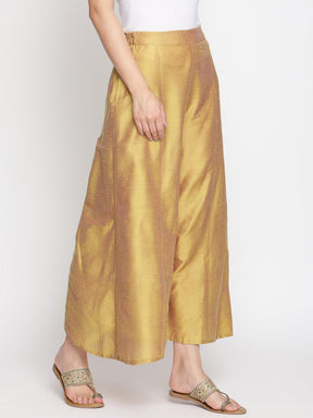Golden Haze Banarasi Flared Palazzo