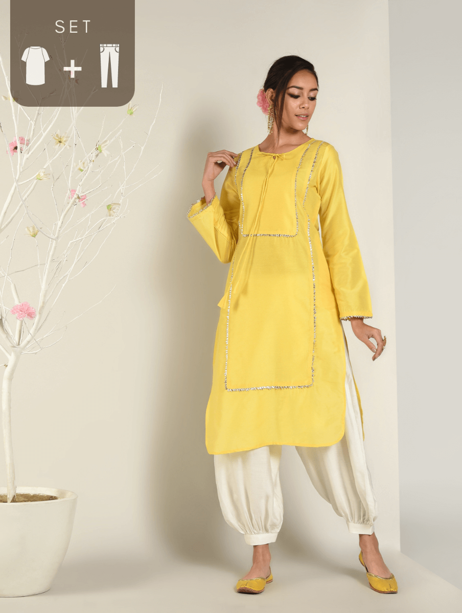 Cream Cotton Linen Pathani Kurta Pajama GR153819