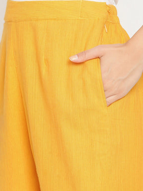 Lemon Yellow Straight Pants With Elasticated Waist