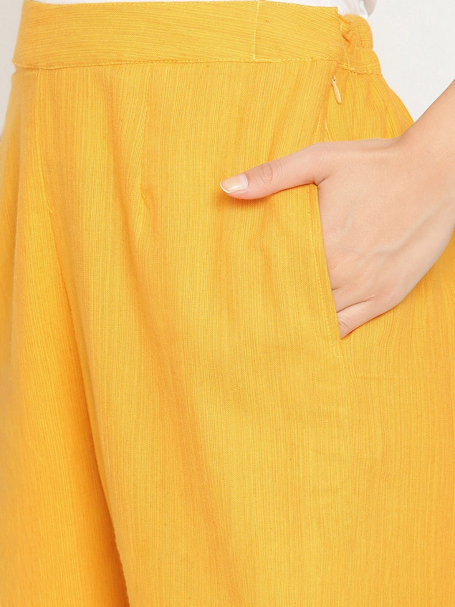 Lemon Yellow Straight Pants With Elasticated Waist