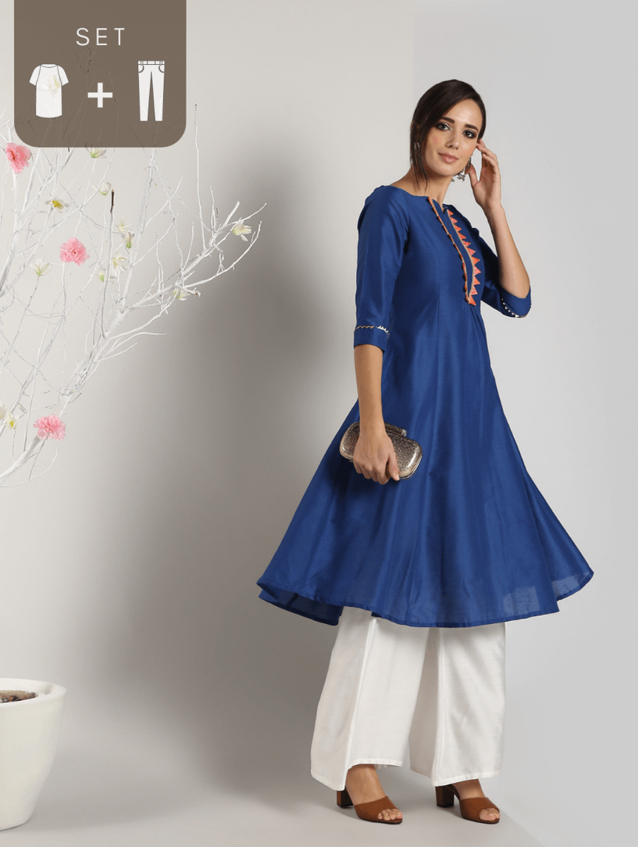 Abhishti Cotton Silk Kurta Bandhani Lace with Bottom