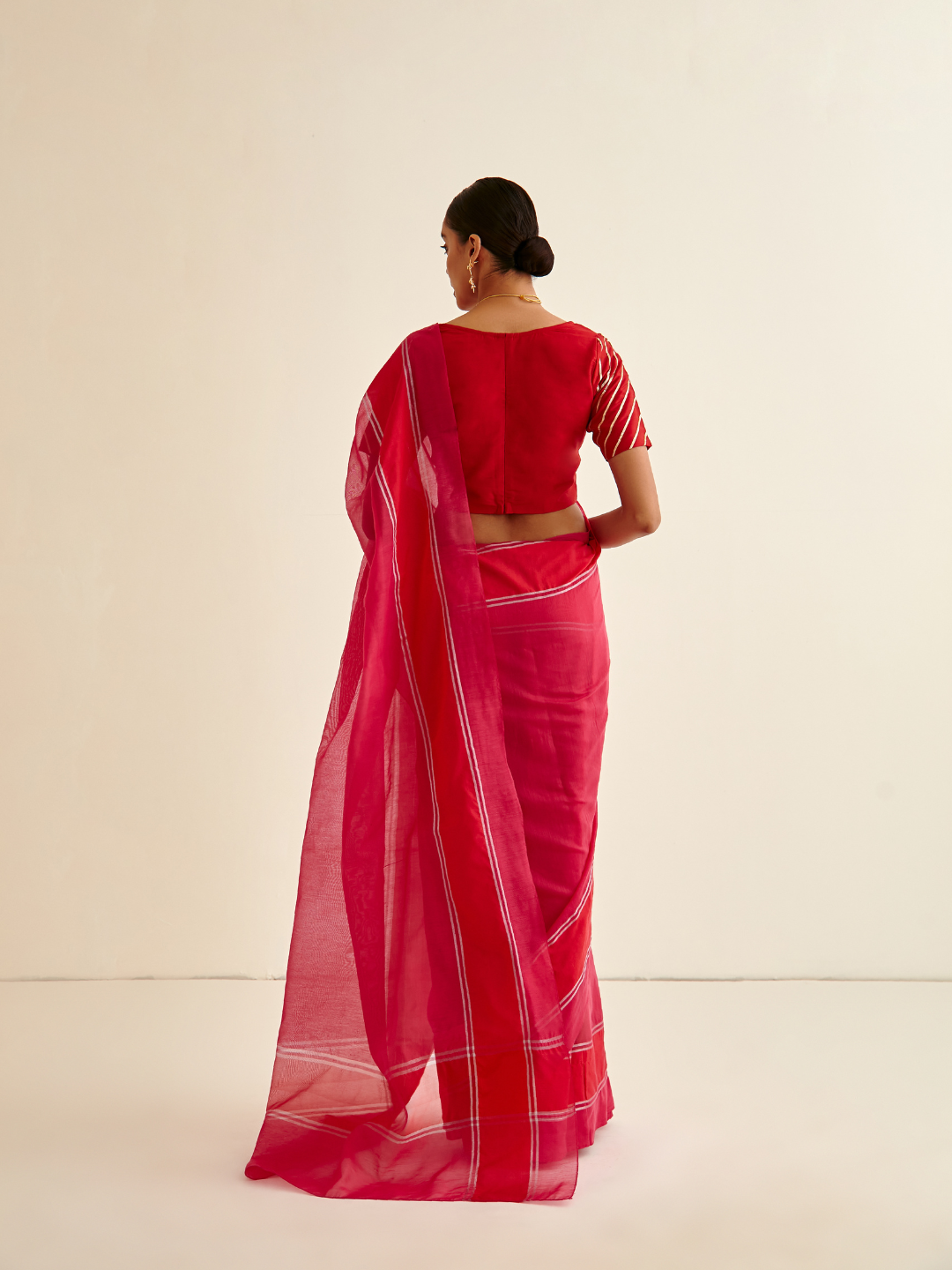 Banarasi Woven zari patterned sari-Ruby Pink