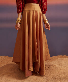Golden Purple Banarasi High-Low Hem Skirt