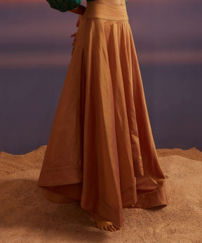 Golden Purple Banarasi High-Low Hem Skirt