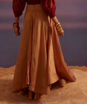 Golden Purple Banarasi High-Low Hem Skirt