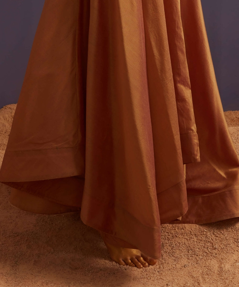 Golden Purple Banarasi High-Low Hem Skirt