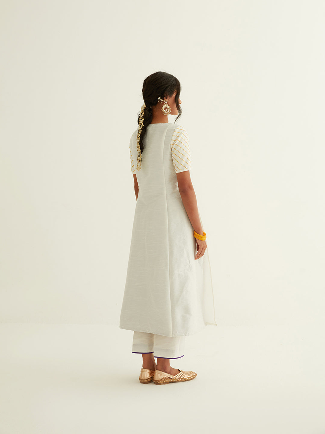 Front Slits banarasi kurta with Gota Patti details on the sleeves
