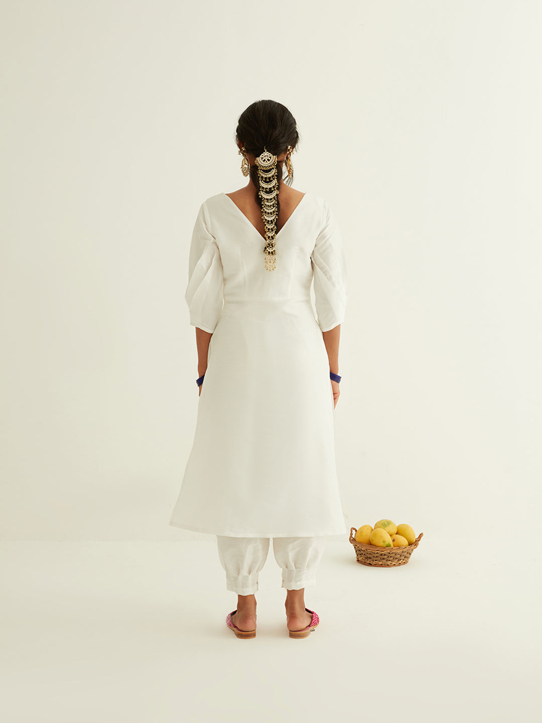 Straight banarasi kurta with pleated sleeves