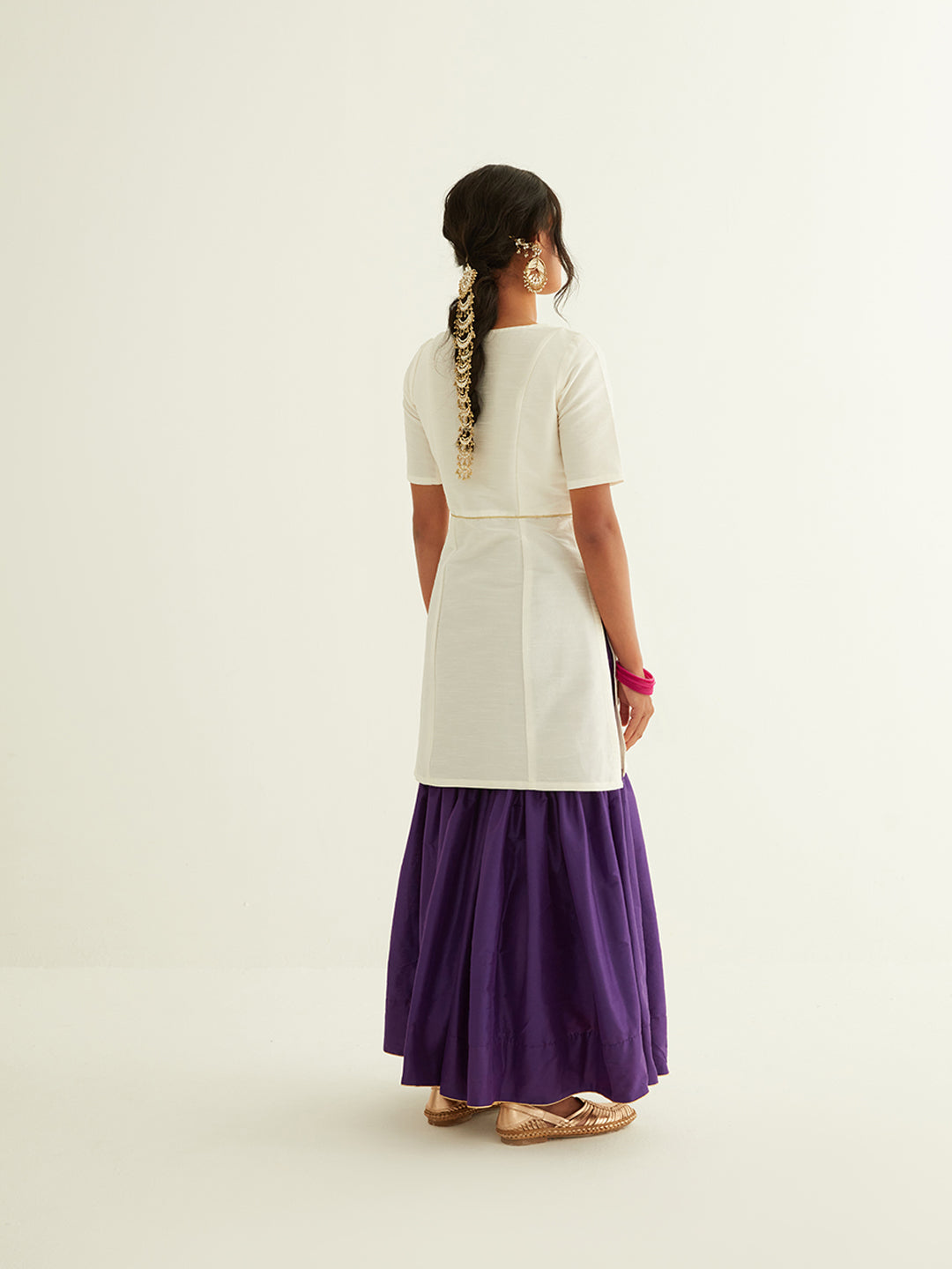 Straight short kurti with princess seam highlights