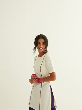 Straight short kurti with princess seam highlights