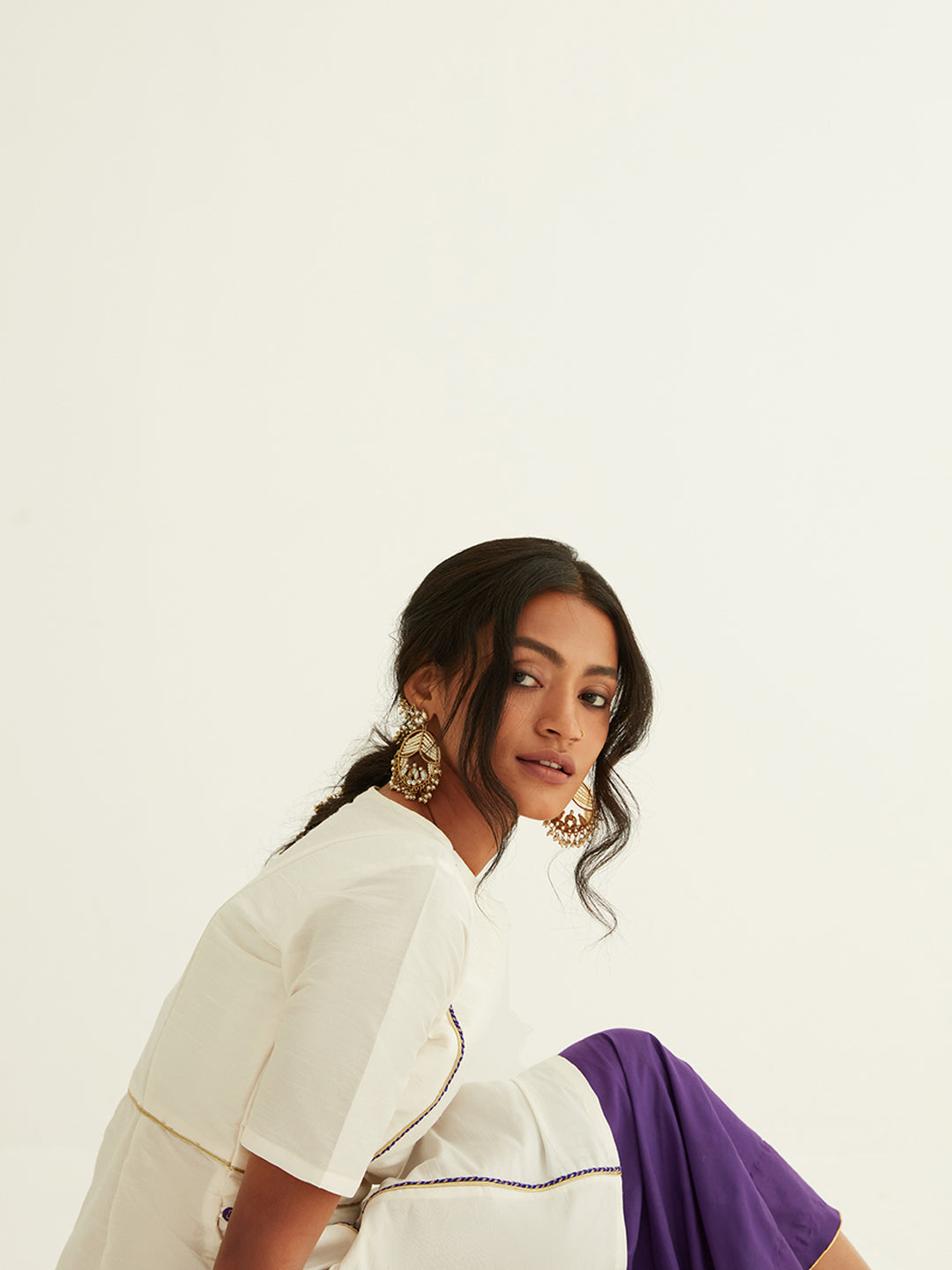 Straight short kurti with princess seam highlights