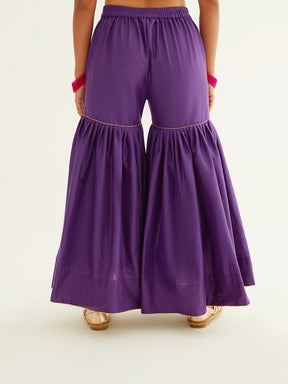 Gathered sharara pants with golden highlights