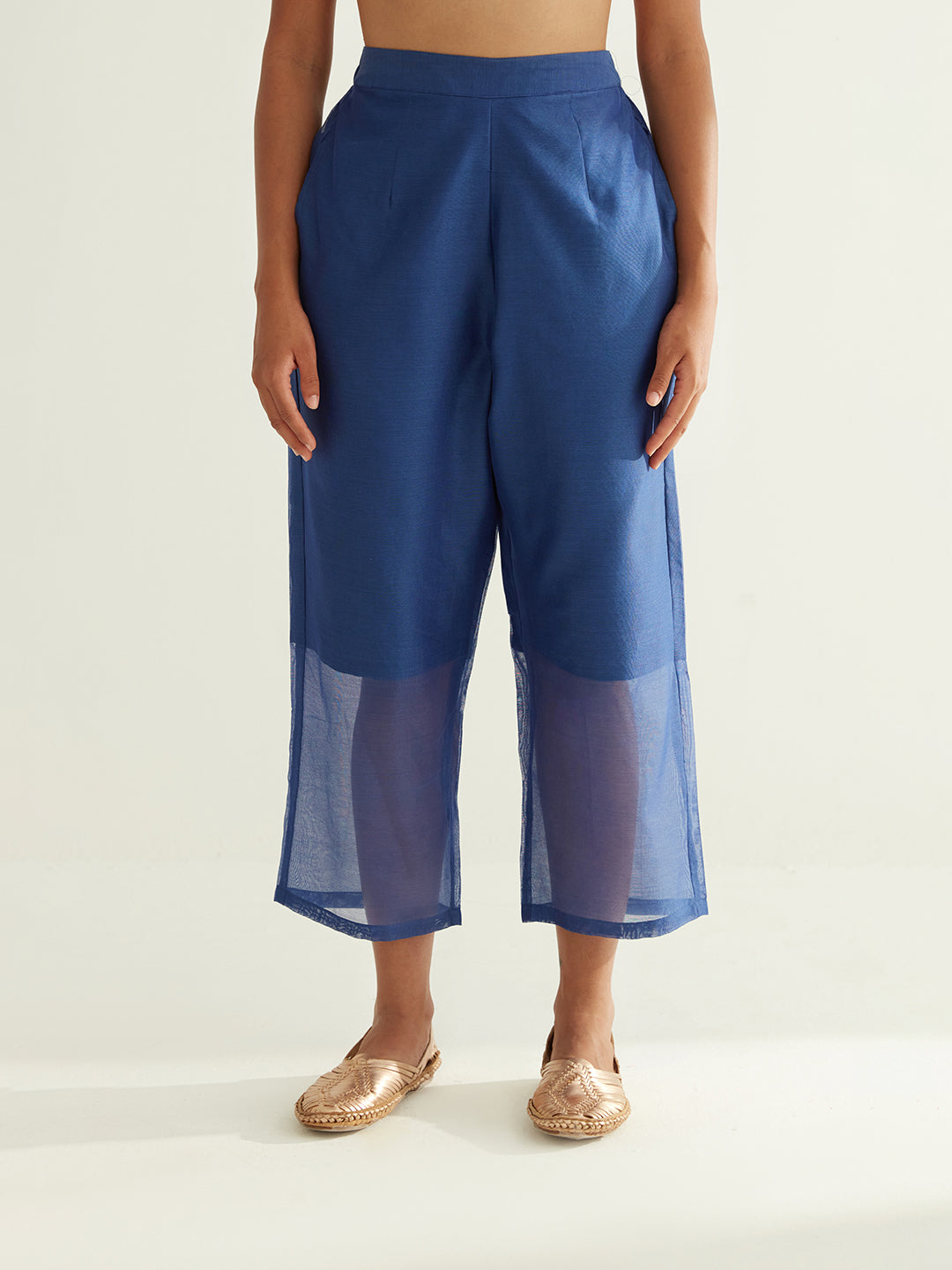 Semi-sheer straight pants