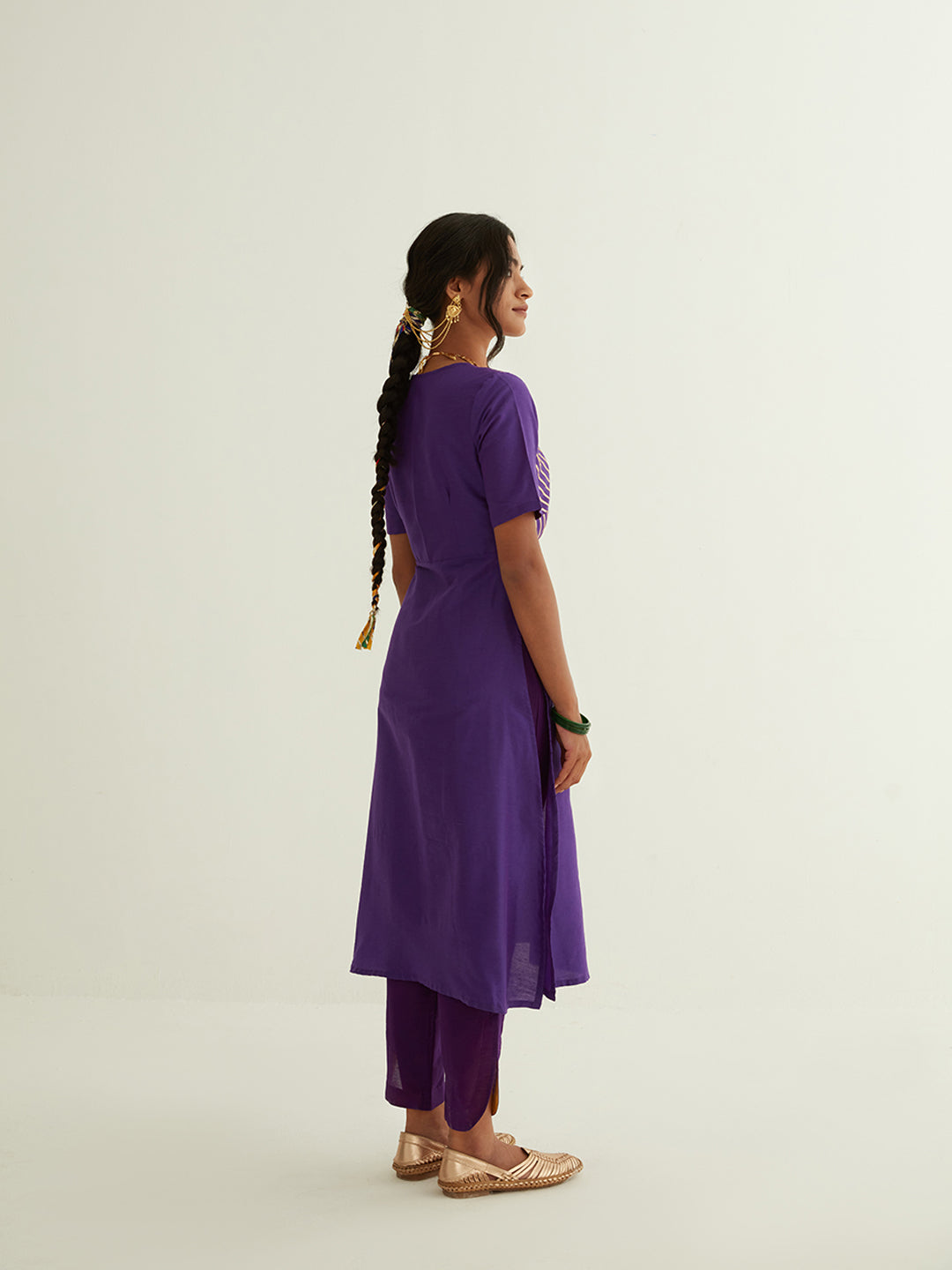 Straight banarasi kurta with Gota Patti details on front