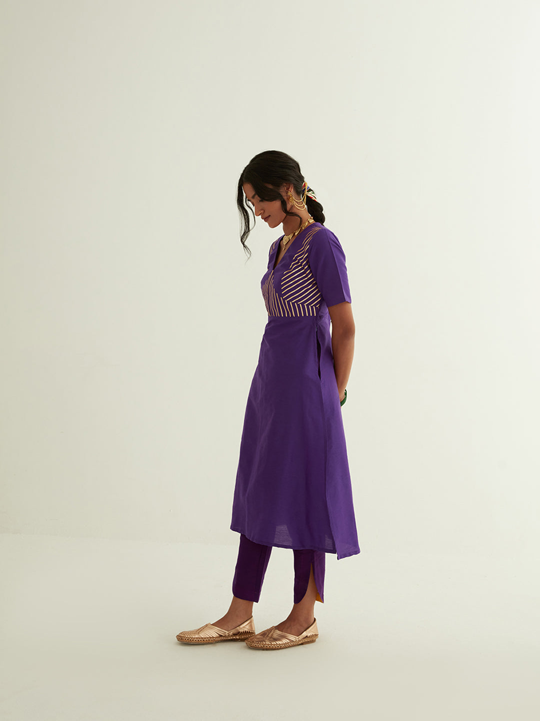 Straight banarasi kurta with Gota Patti details on front