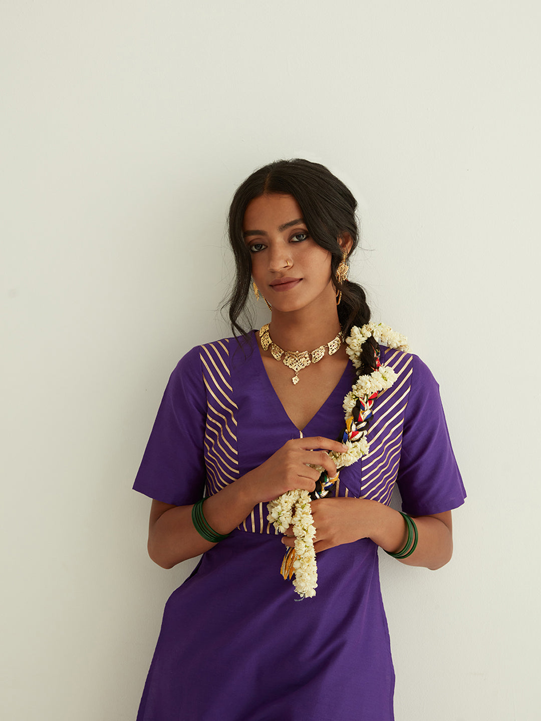 Straight banarasi kurta with Gota Patti details on front