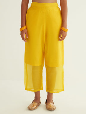 Semi-sheer straight pants