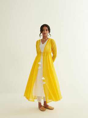 Abhishti Panelled chanderi jacket & kurta with dori tie-up