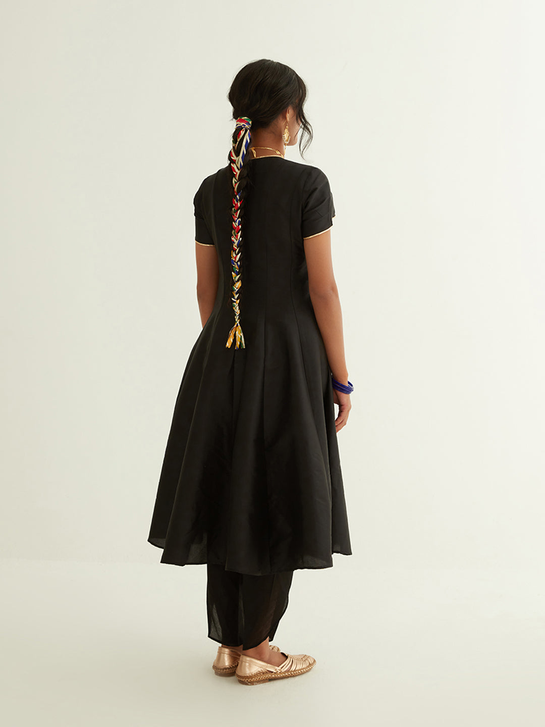 Panelled banarasi angrakha with tulip pants