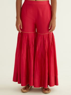 Gathered sharara pants with golden highlights