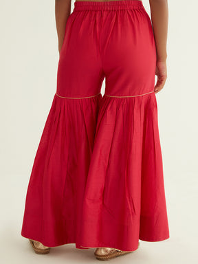 Gathered sharara pants with golden highlights