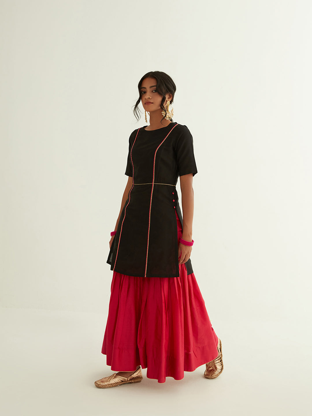 Straight short kurti with princess seam highlights