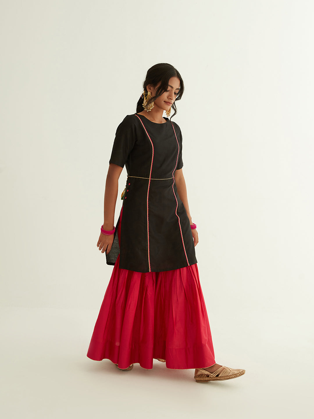 Straight short kurti with princess seam highlights