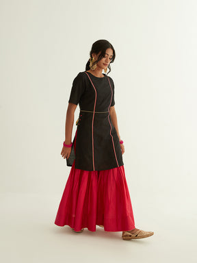 Straight short kurti with princess seam highlights