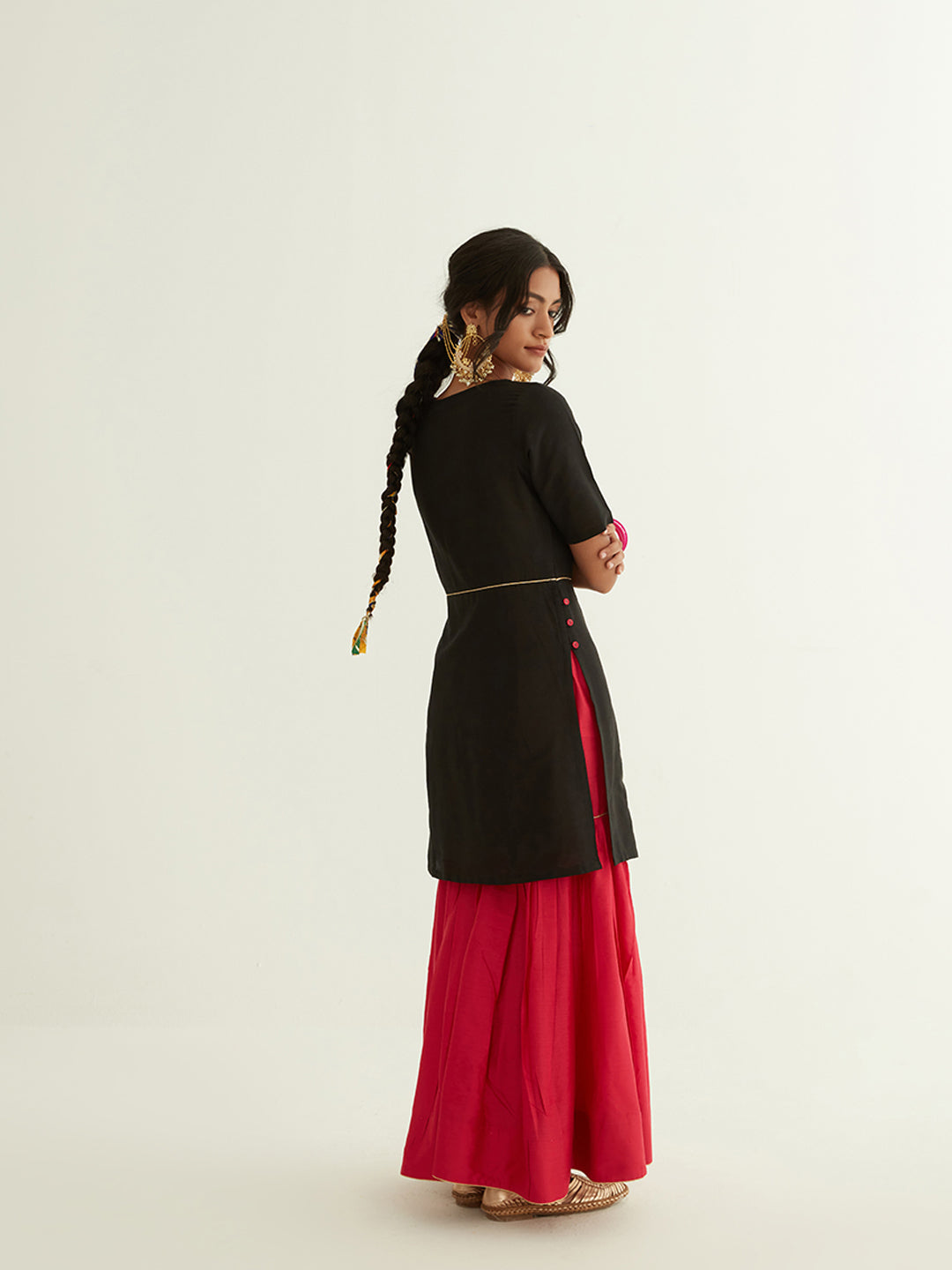 Straight short kurti with princess seam highlights