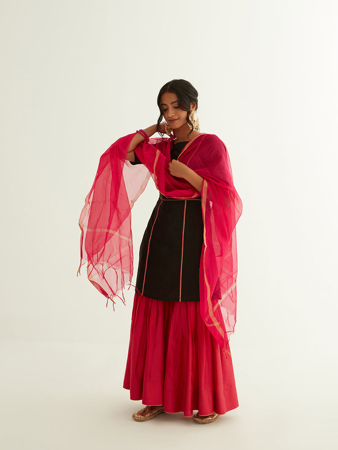 Straight short kurti with princess seam highlights