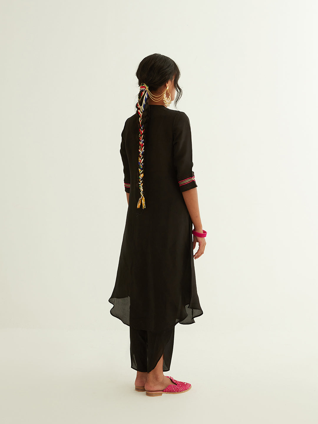 Straight banarasi kurta with a highlighted long placket