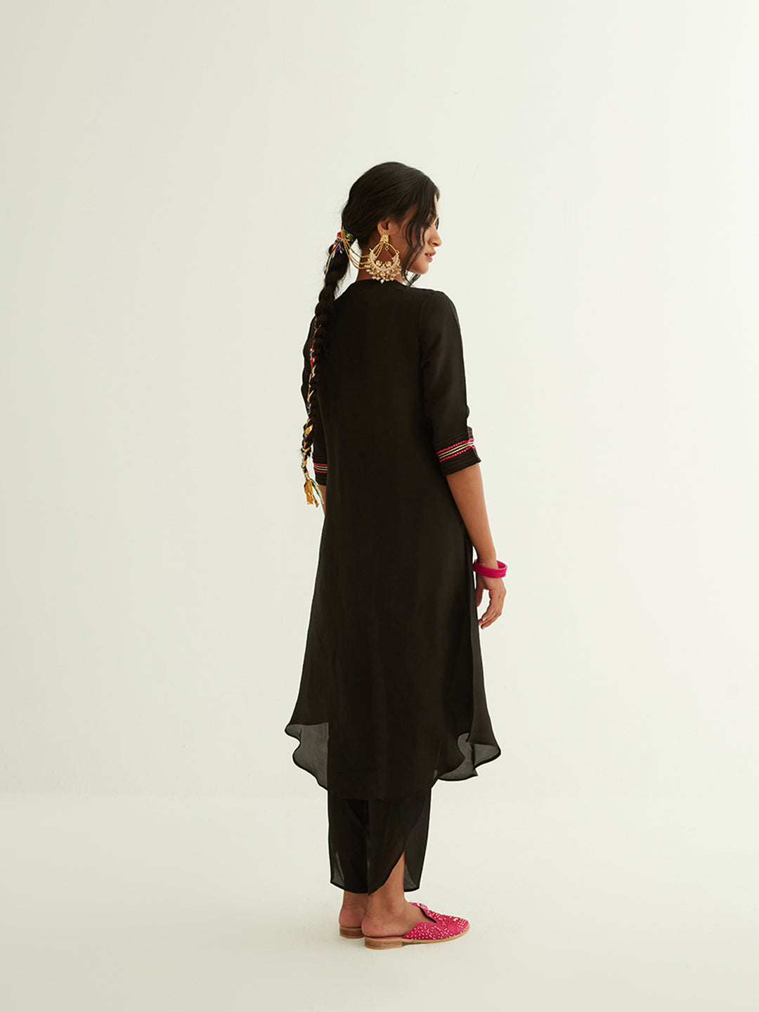 Straight banarasi kurta with a highlighted long placket