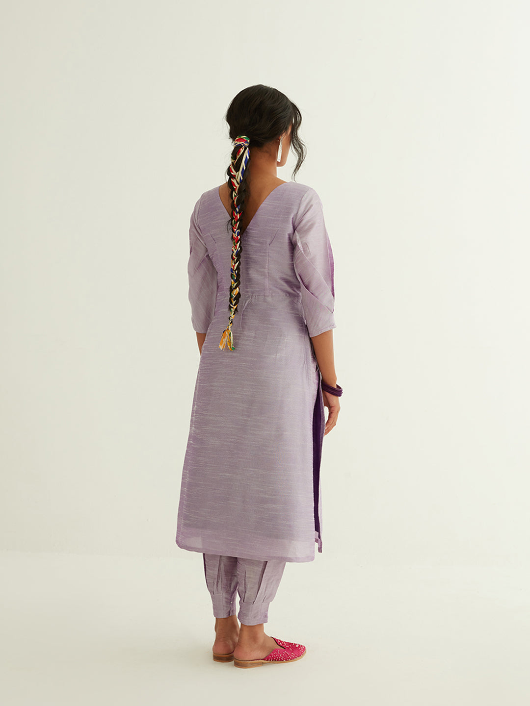 Straight banarasi kurta with pleated sleeves