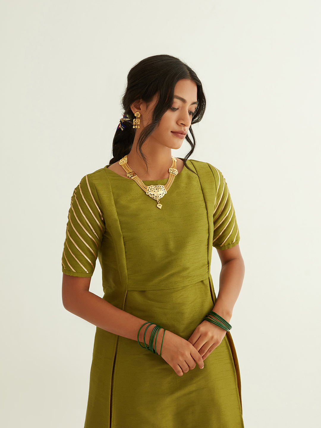 Front Slits banarasi kurta with pegged pants