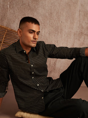 Slim fit classic collar shirt- Charcoal Black