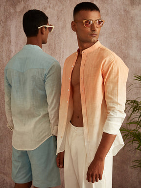 Mandarin collar ombre shirt- peach