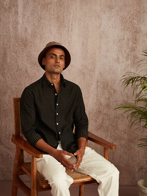 Classic collar shirt-Black