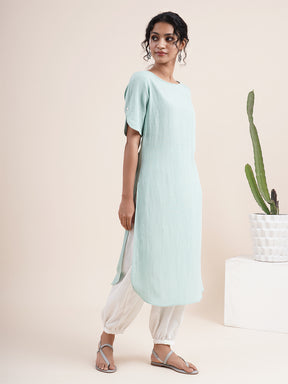 Mint Green Kurta with slit sleeves