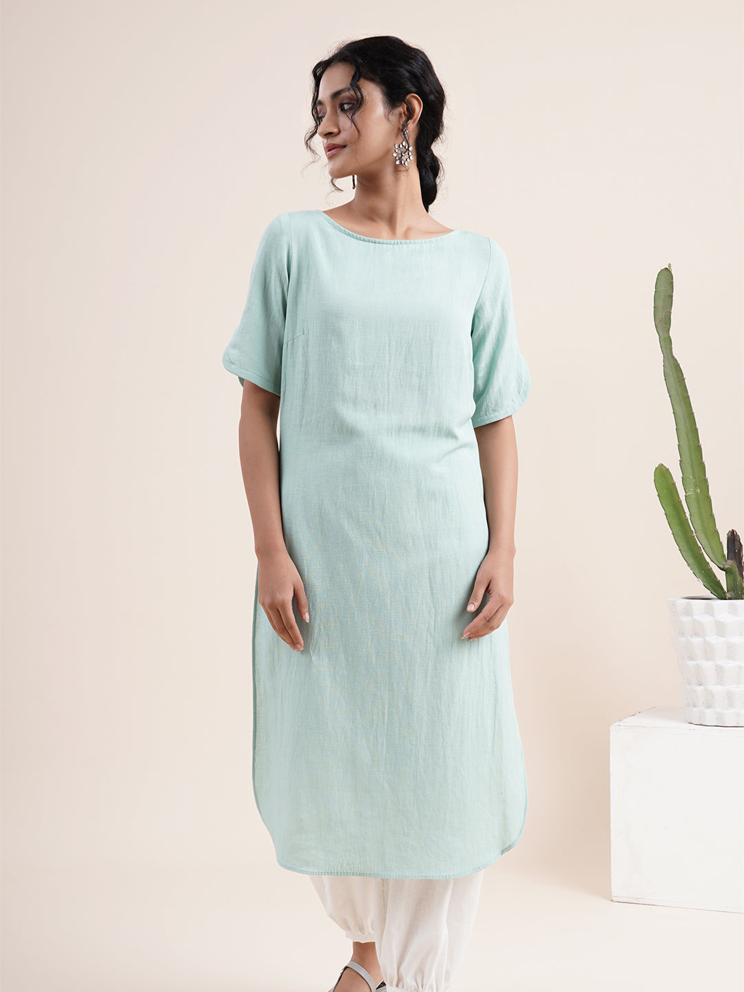 Mint Green Kurta with slit sleeves