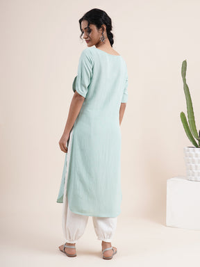 Mint Green Kurta with slit sleeves