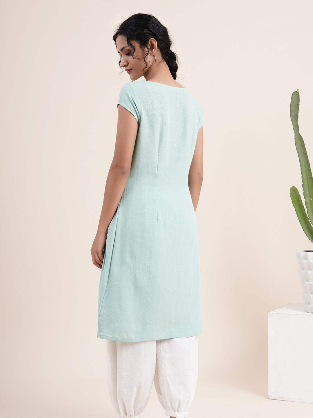 Mint Green Kurta with slit sleeves