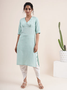 Mint Green Inverted 'V' empire line kurta with dhoti pants