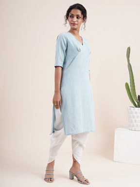Sky Blue Inverted 'V' empire line kurta